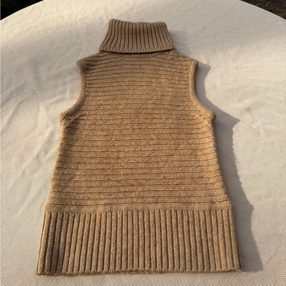 Vintage Moda International Chunky Camel Sleeveless Turtleneck 90s Classic - Picture 2 of 4